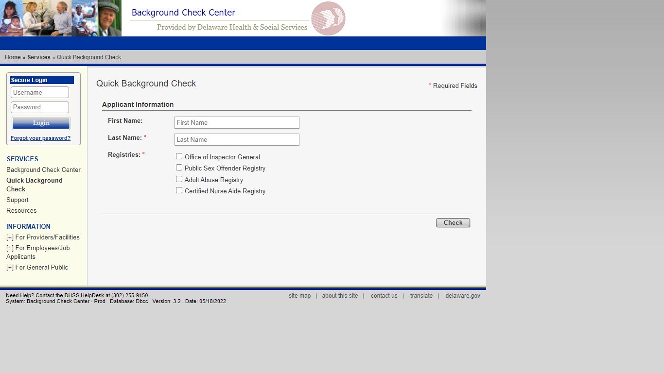 Quick Background Check - Delaware
